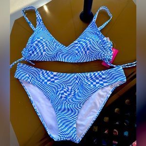 HOT bikini set blue white NWT XL  14/16